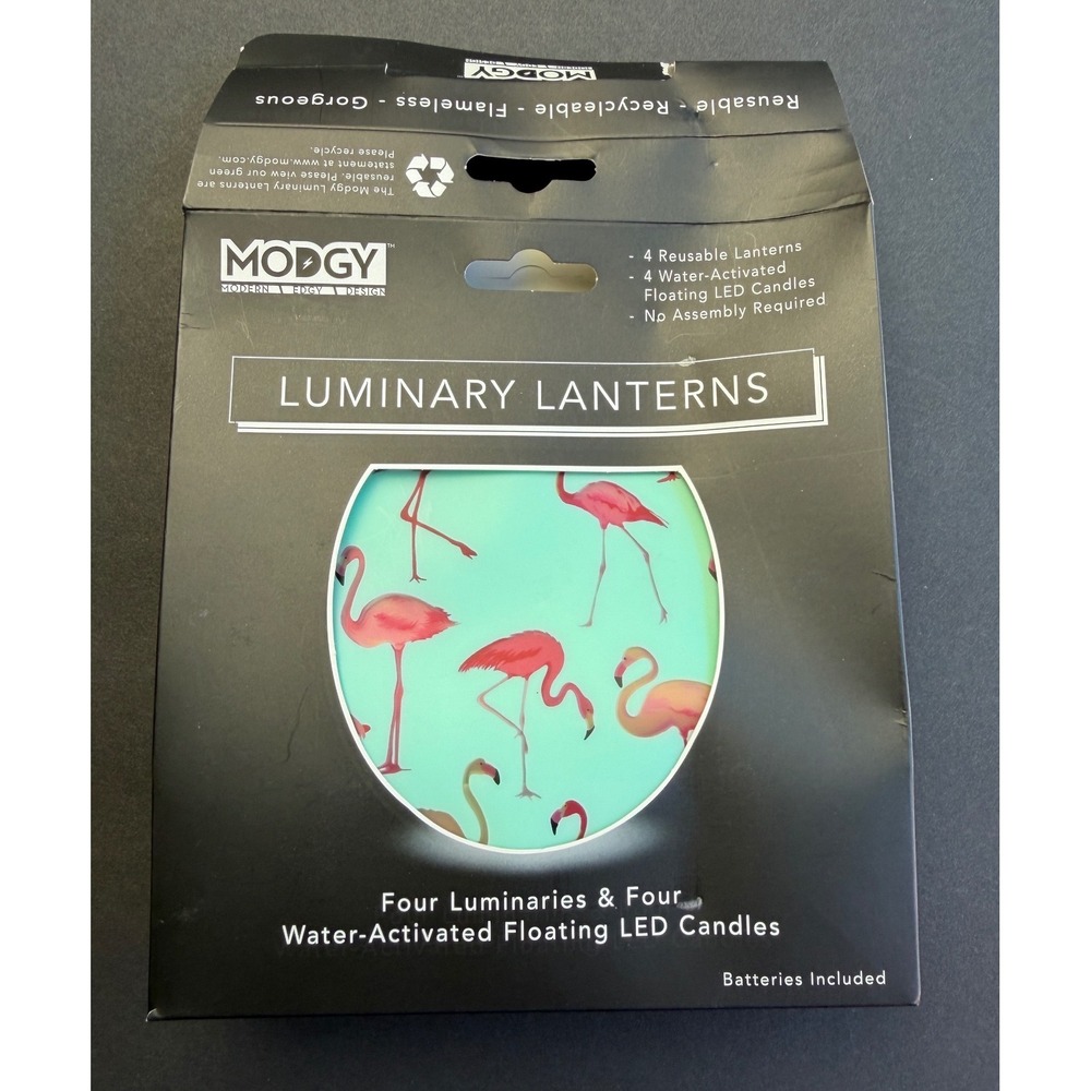 Modgy Luminary Lanterns Pink Flamingo 4pk Water Activated LED Floating Candles